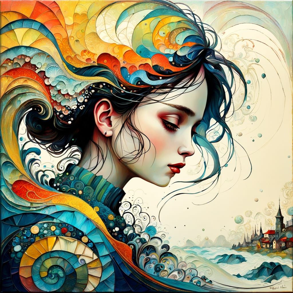 Textured Primitive Naive Abstract Art in Oil and Acrylic