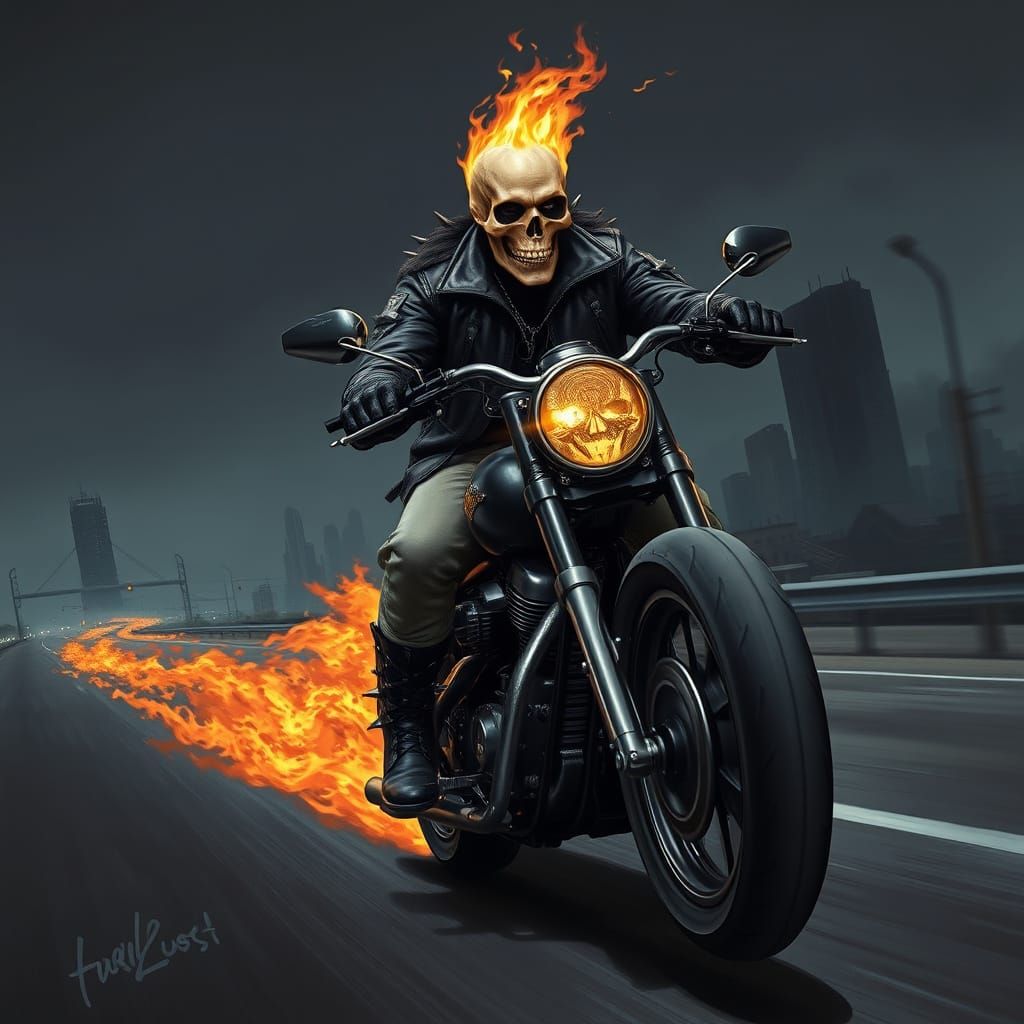 Dark Rider in Horror Realism Style