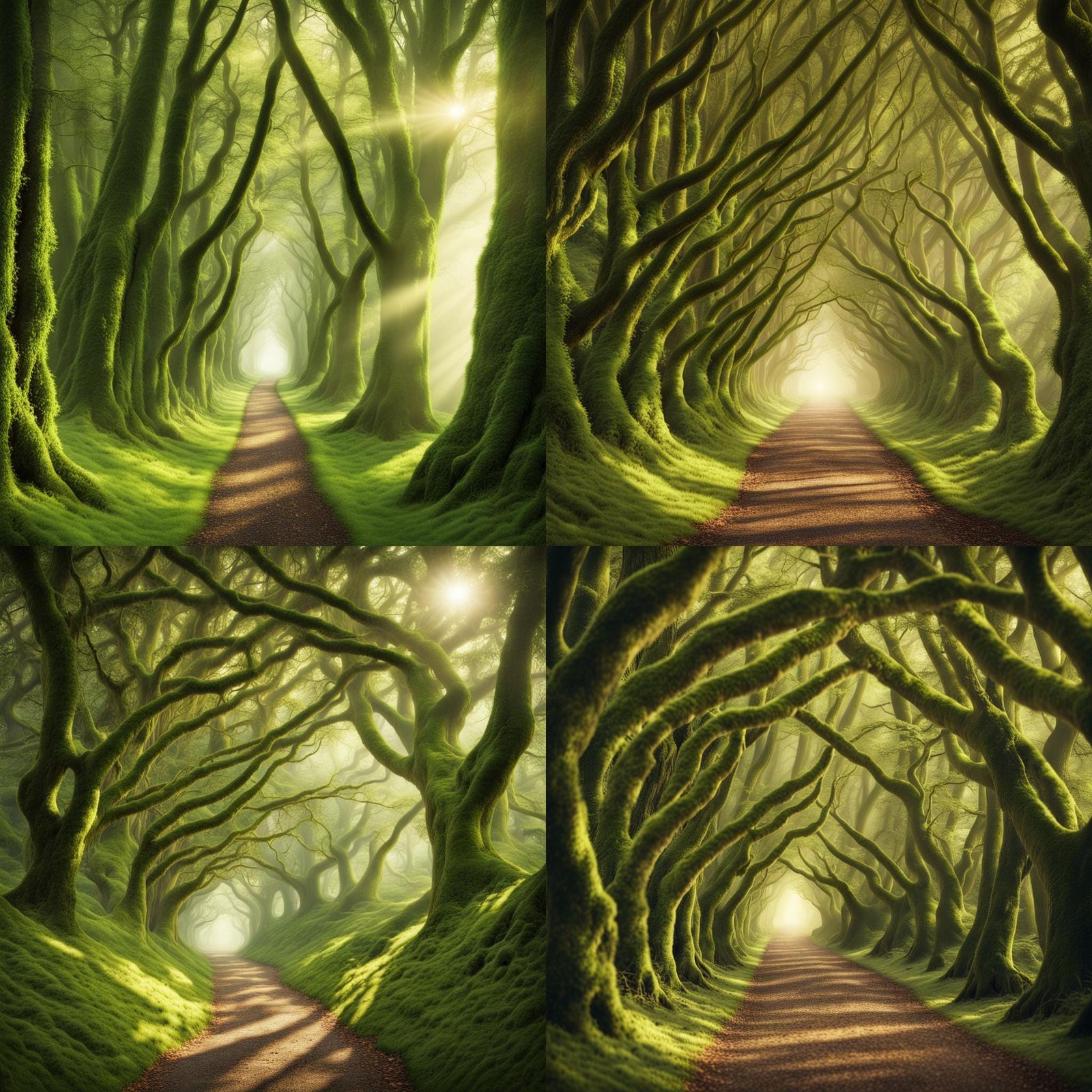 Enchanted Forest Tunnel in Soft Mystical Light