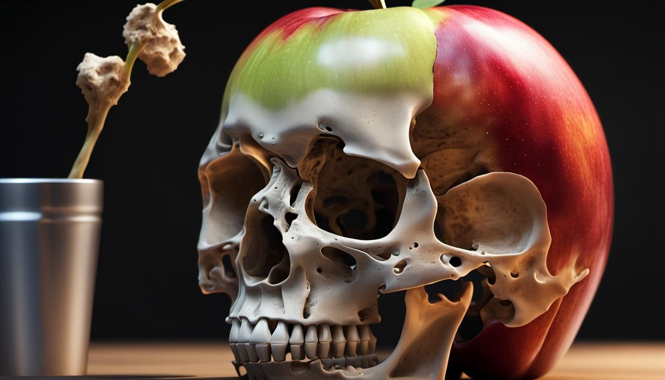 Surreal Apple Skull Fusion in Ultra Detail