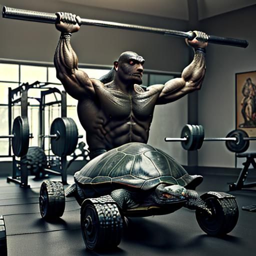 Surreal Turtle Gymnast Concept Art in 3D