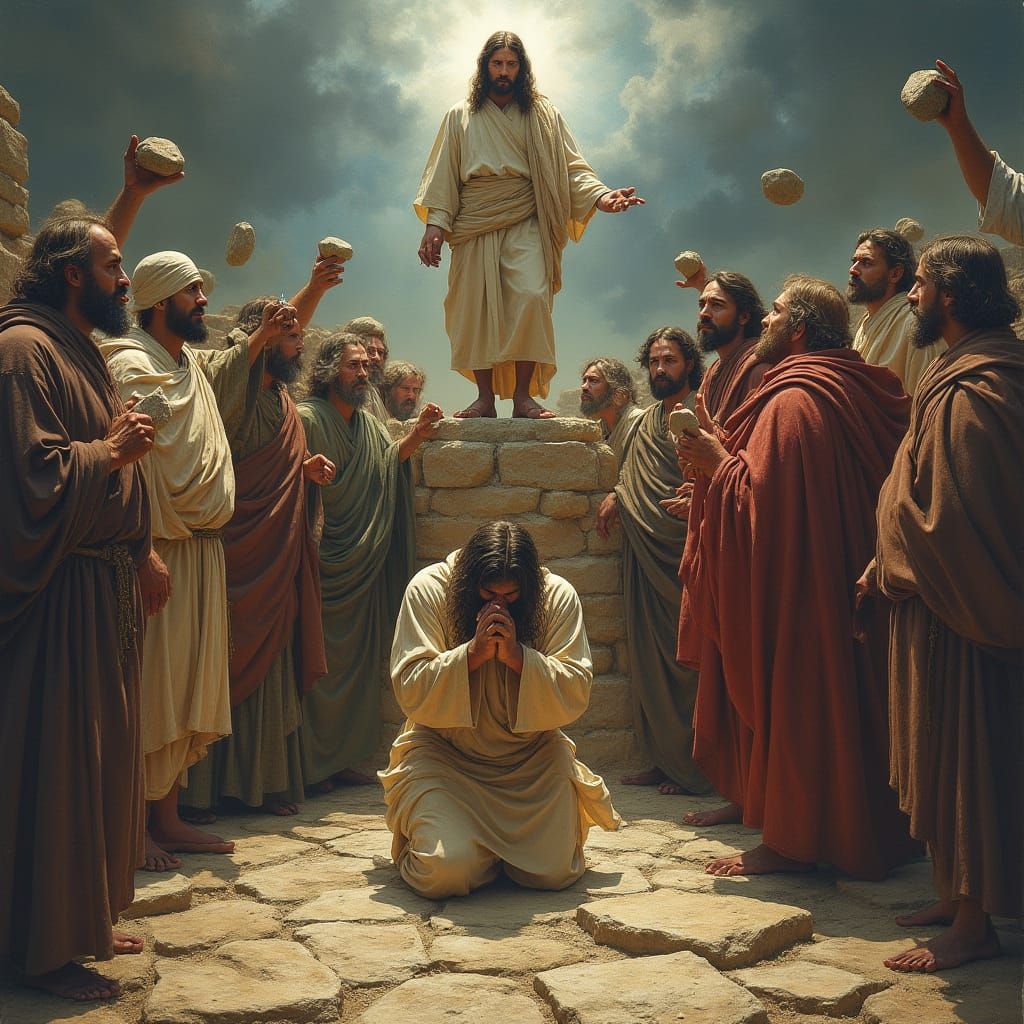 Jesus Confronts Pharisees on Stone Hill