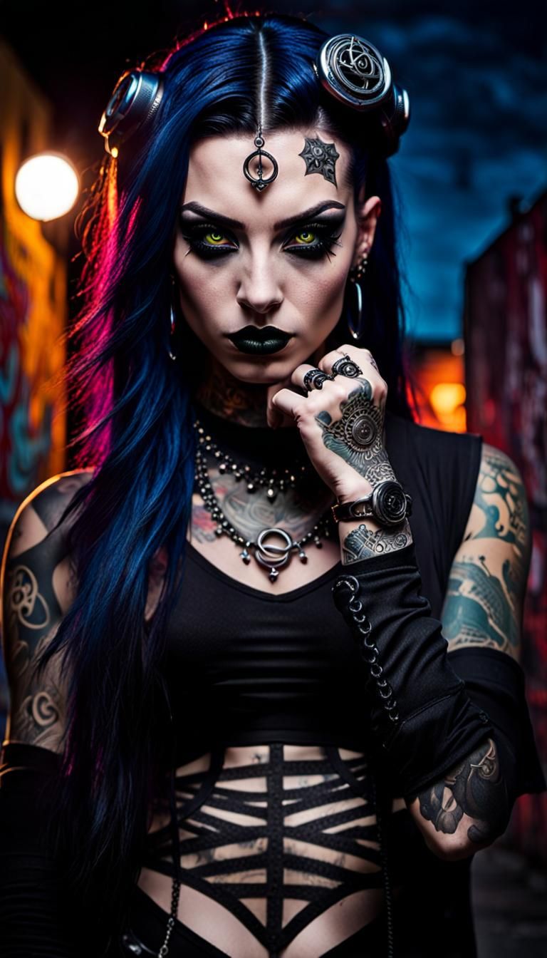 Gothic Girl Portrait in Surreal Urban Style