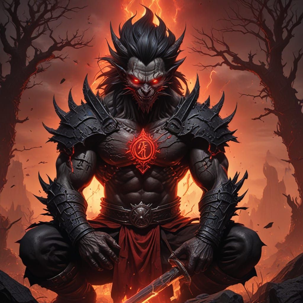 Dark Fantasy Warrior in Shattered Armor Unleashes Berserker...