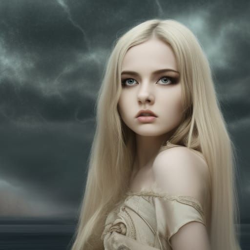 Stunning Blond Woman Portrait in Digital Matte Painting