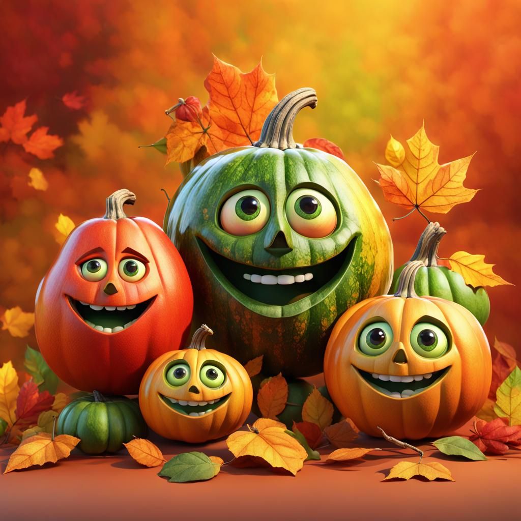 Whimsical Gourds in Autumn Colors