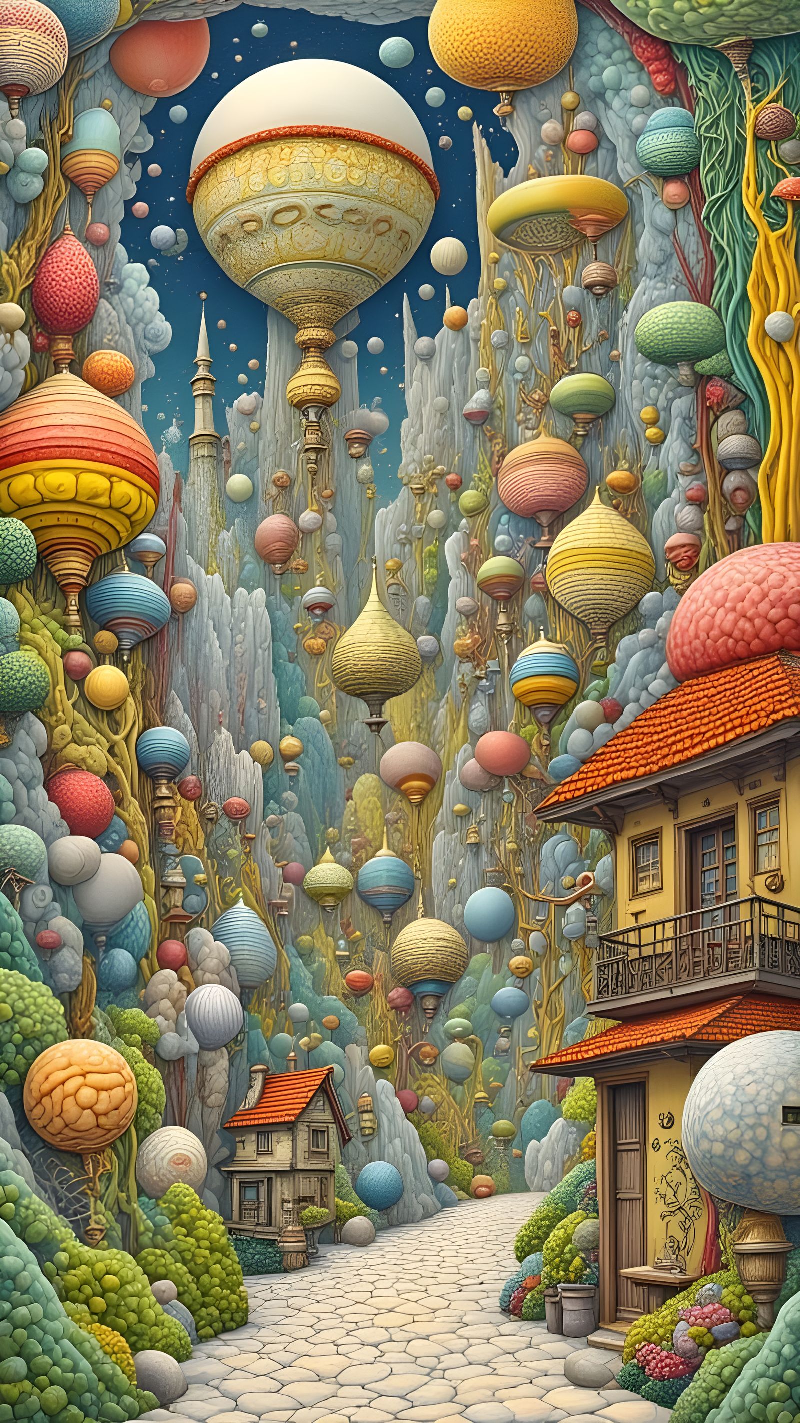 Surreal Turkish Delight Escher Village Scene