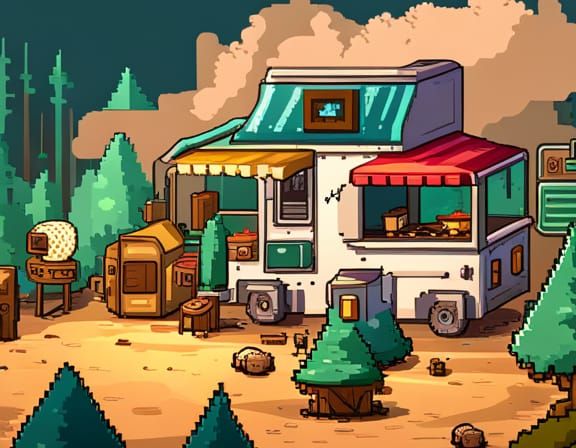 Forest Animals Run a Taco Truck: 2D Pixel Art