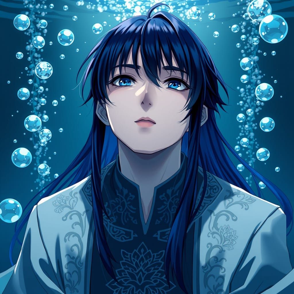 Drowning Anime Man in Studio Trigger Style