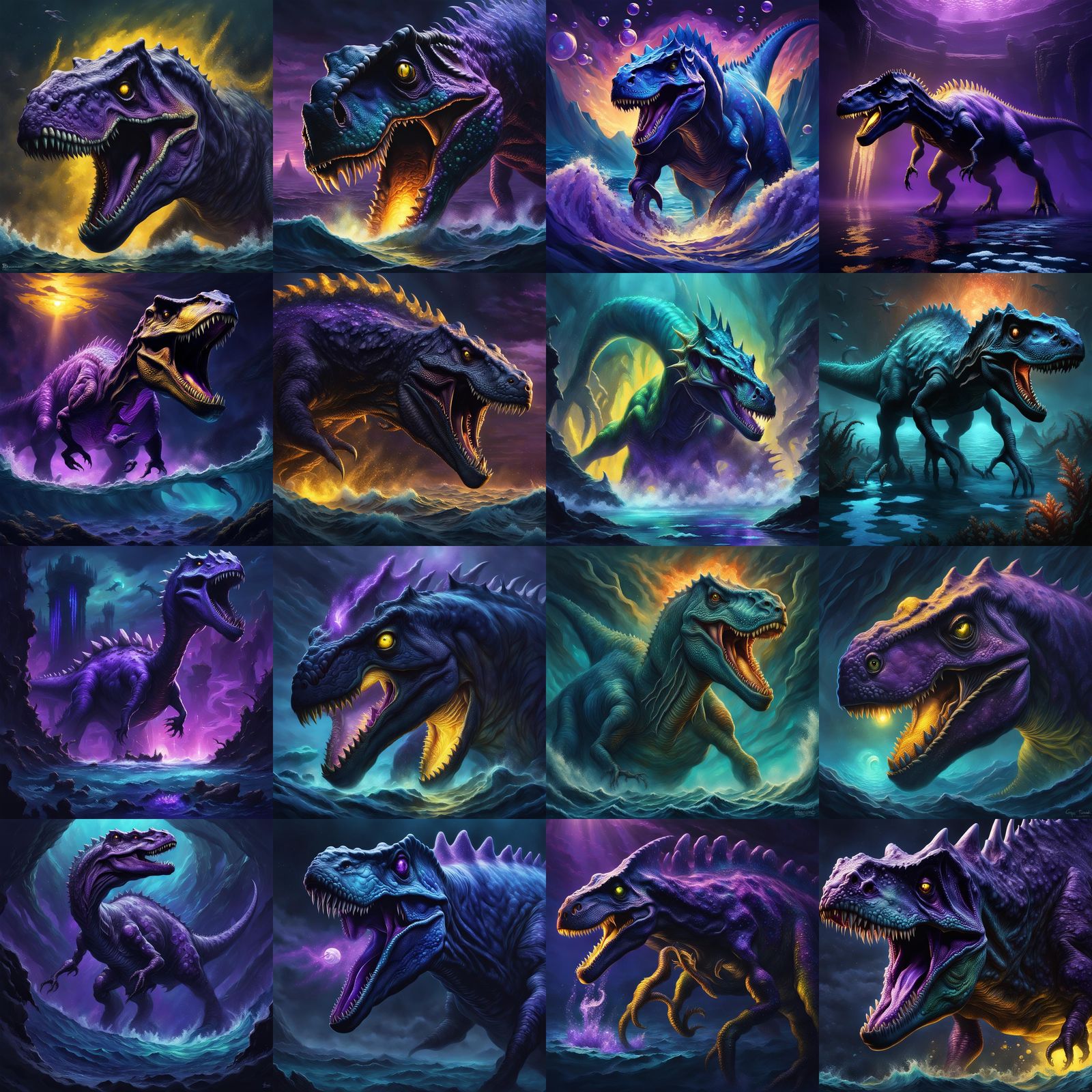 Abyssal Dinosaur in Dark Fantasy Style