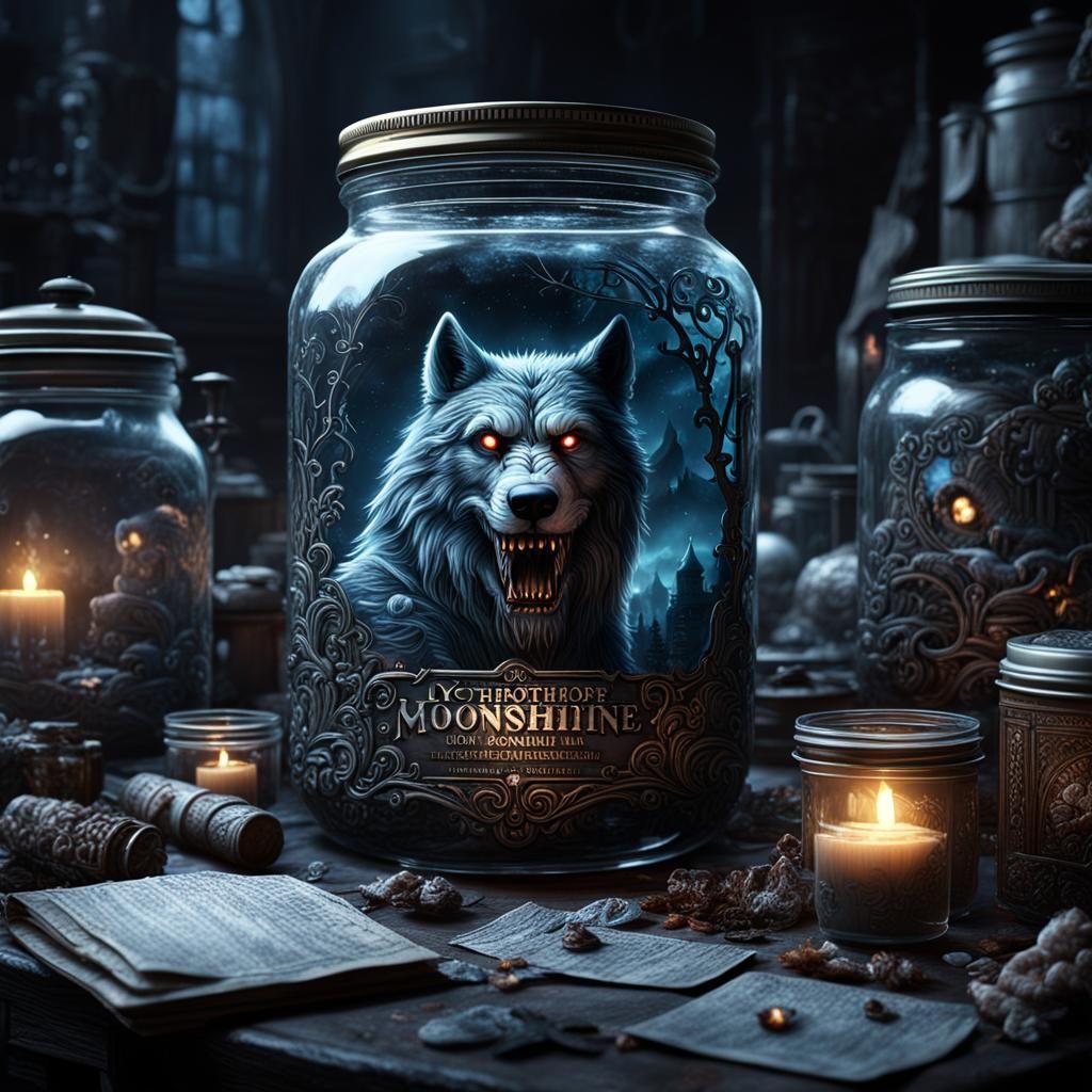 Lycanthrope Moonshine Jar: Digital Matte Painting