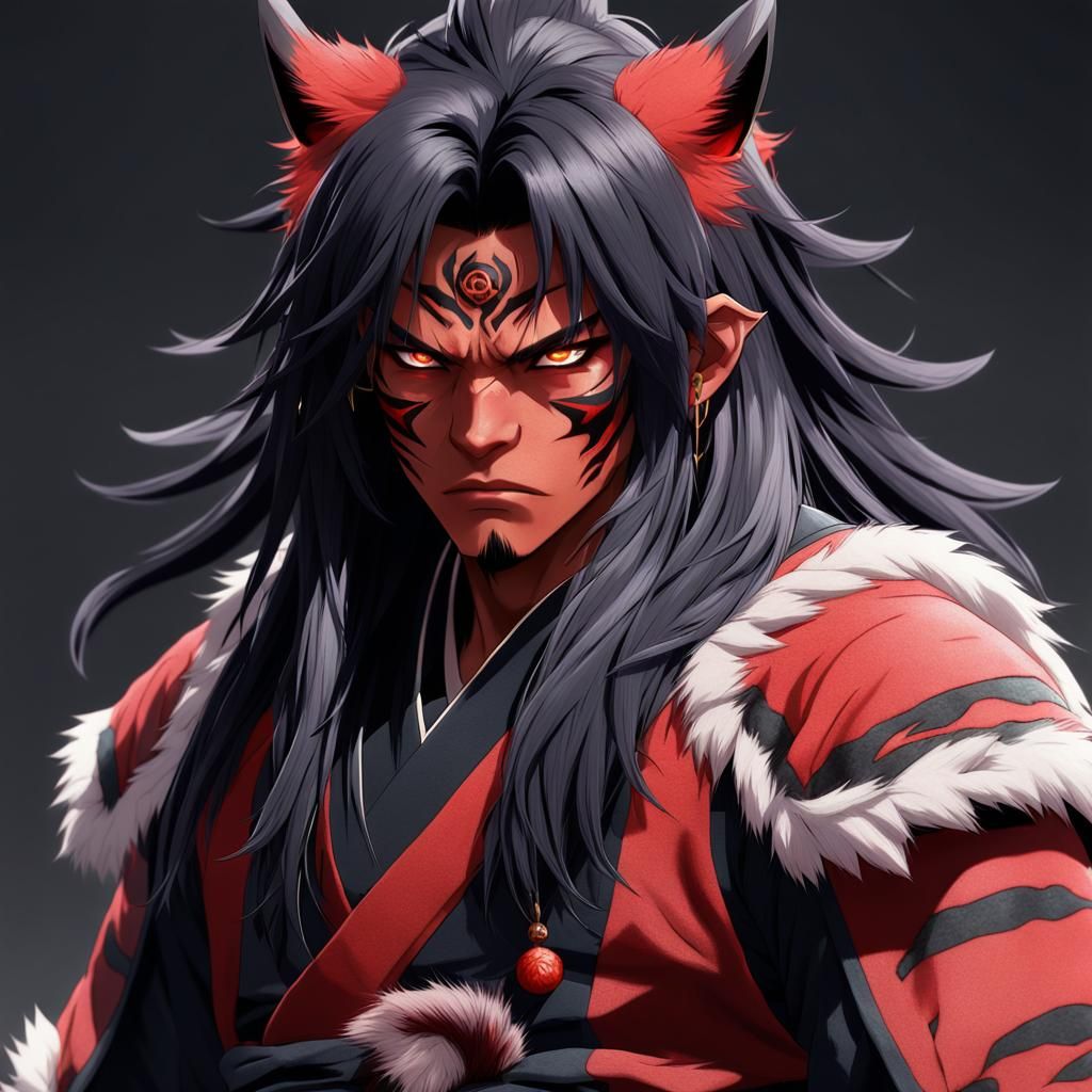 Oni Boy in Tiger Pelt: 3D Anime Art
