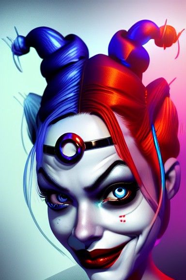 Harley Quinn Portrait with Alien Tentacles