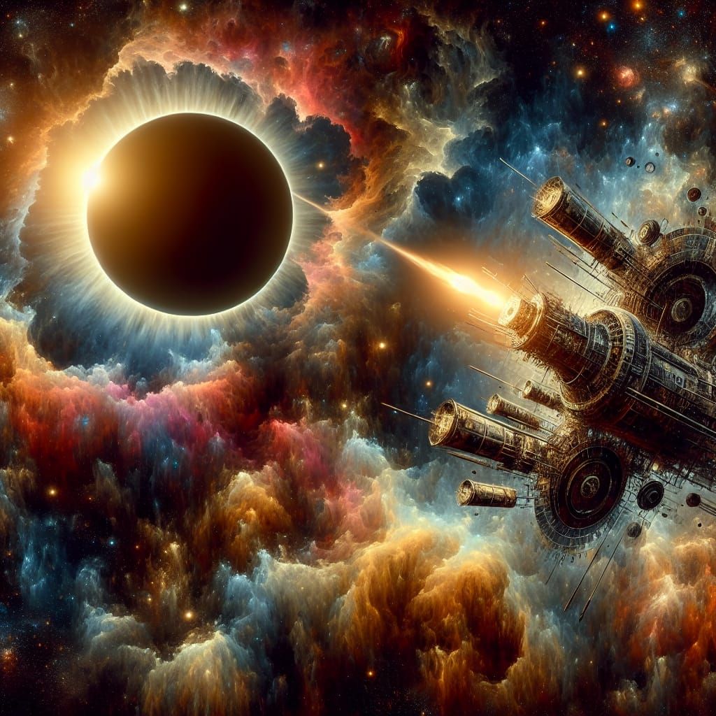 Spectacular Solar Eclipse Spacecraft Launch: Matte Painting