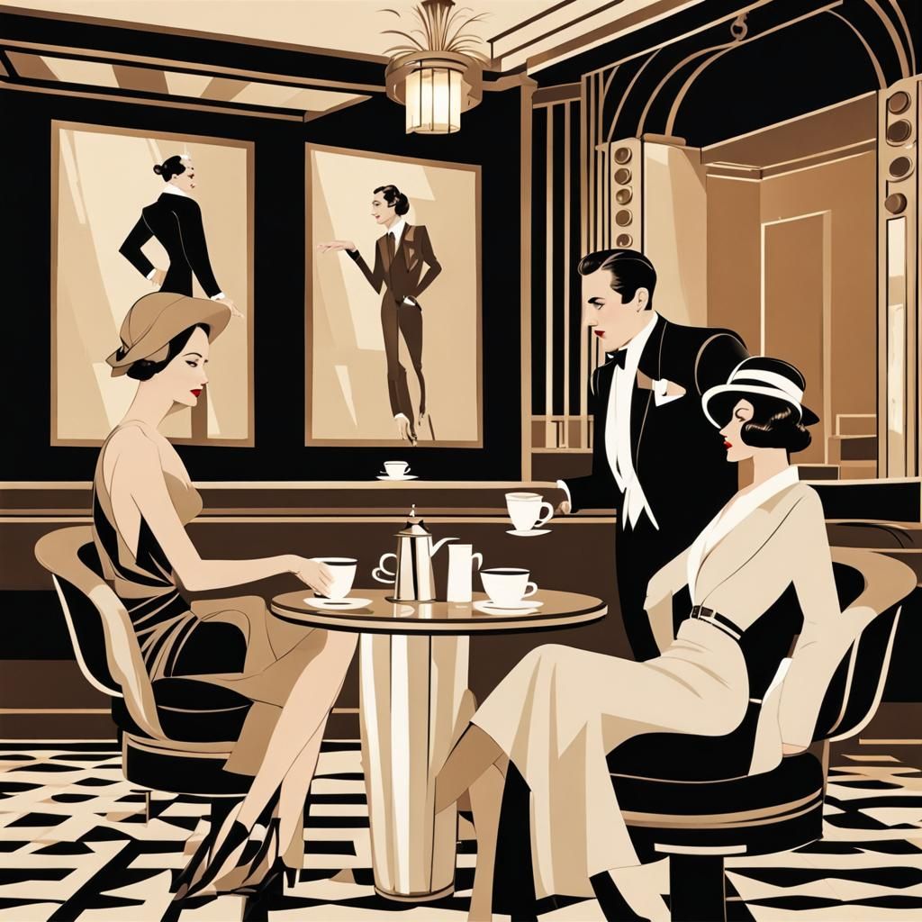 Film Stars in Art Deco Salon