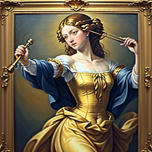 Terpsichore Dancing: A Renaissance-Style Oil Painting