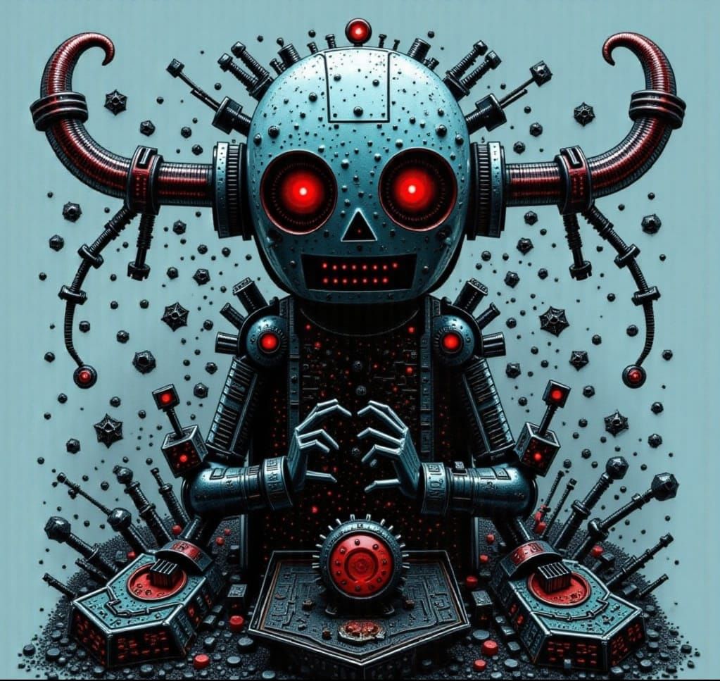 Futuristic Robot with Studded Glass Design