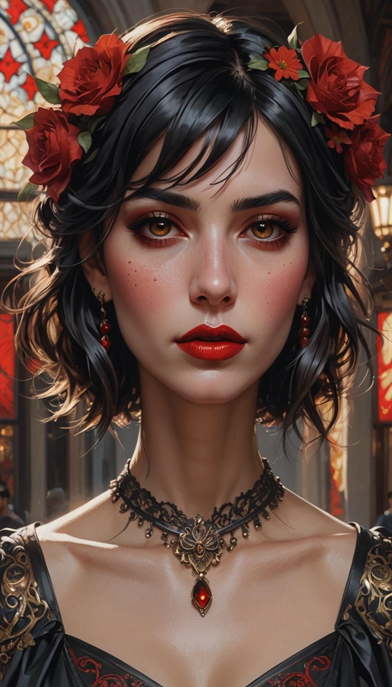 Gothic Spanish Beauty Portrait in Hyperdetailed Digital Art