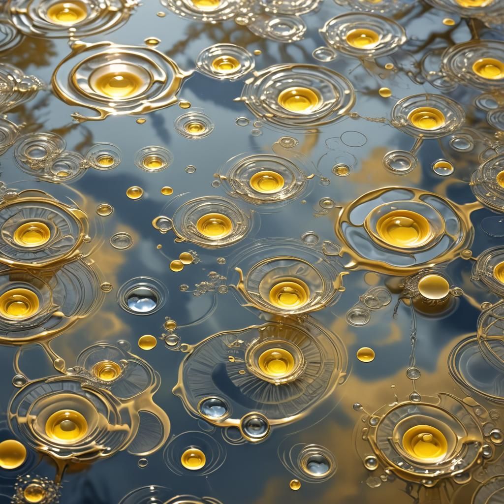 Surreal Fractal Art: Water Droplets in Suspension