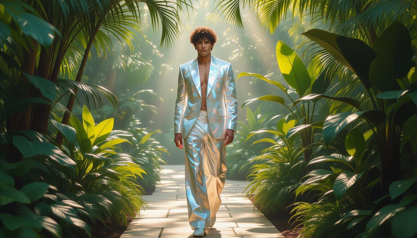 Man in Mother of Pearl Suit, Rembrandt Lighting