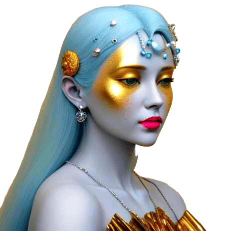 Abstract Pearls and Seashells in Cubist Style