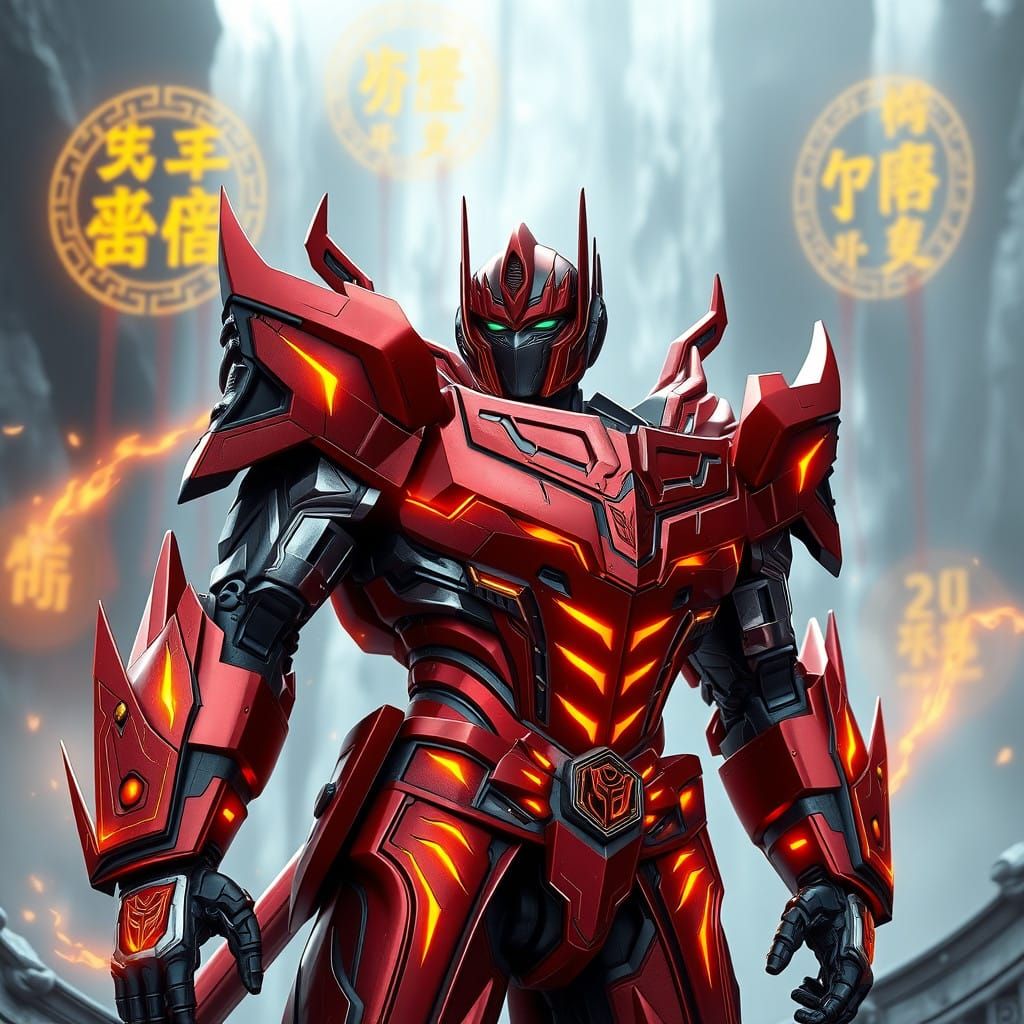 Majestic Anime-Style Optimus Prime in Dragon Armor