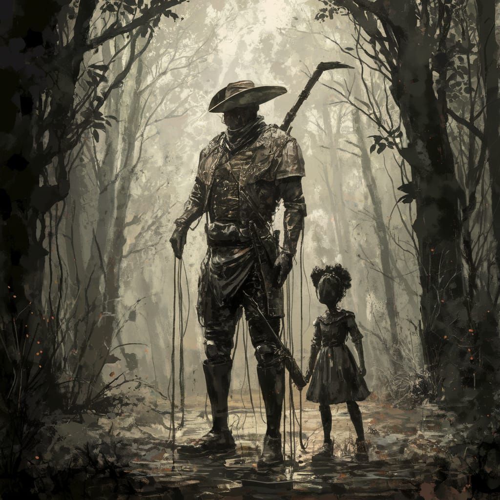 Android Swashbuckler in a Distressed Enchanted Forest