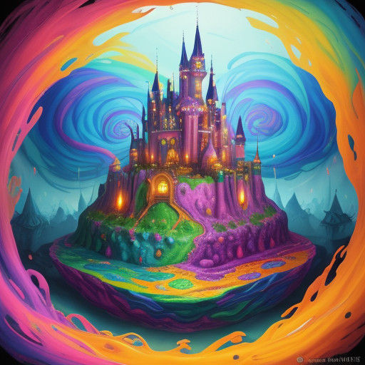 Vibrant Candy Witch in Whimsical Castle