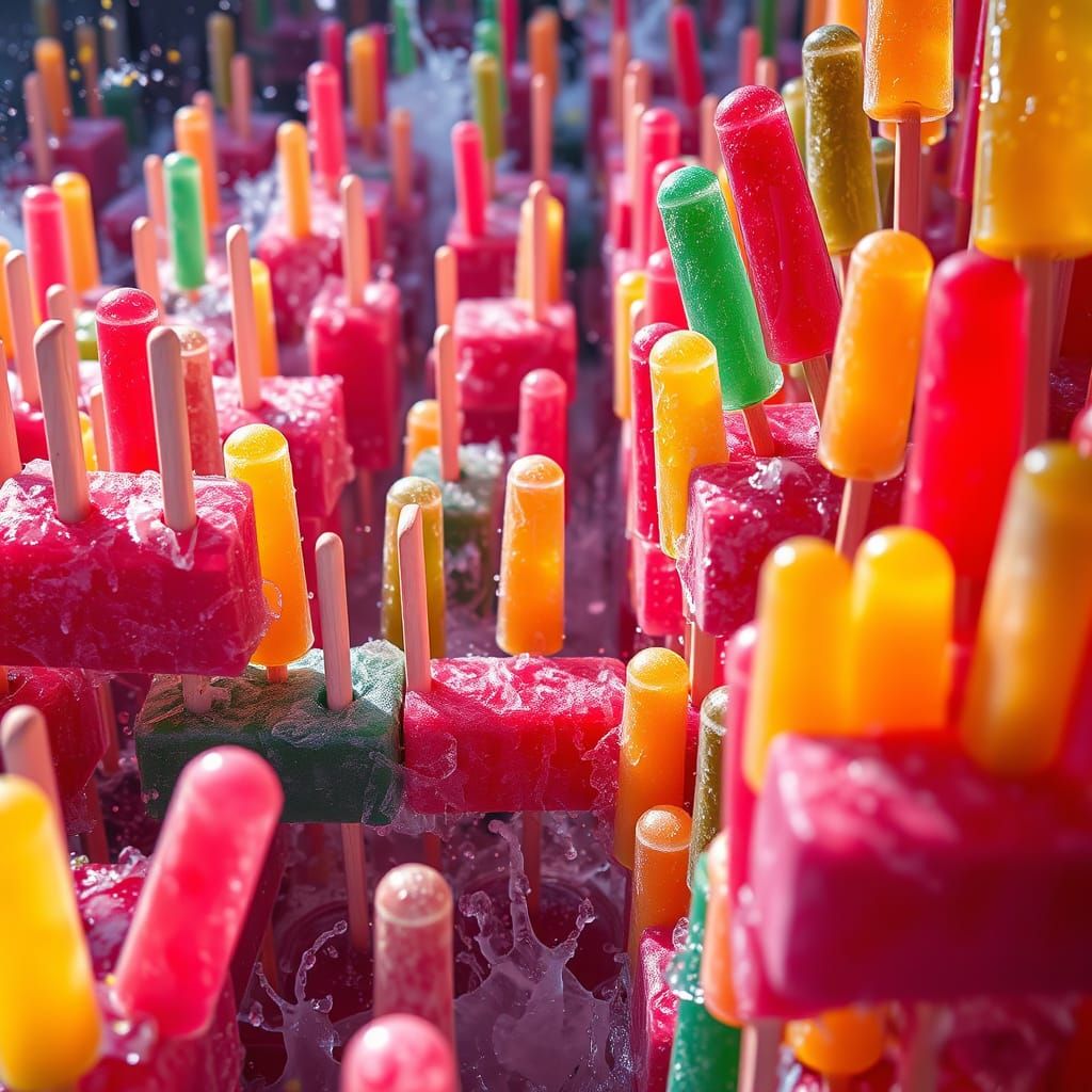 Colorful Popsicle Maze in Hyperrealistic Style