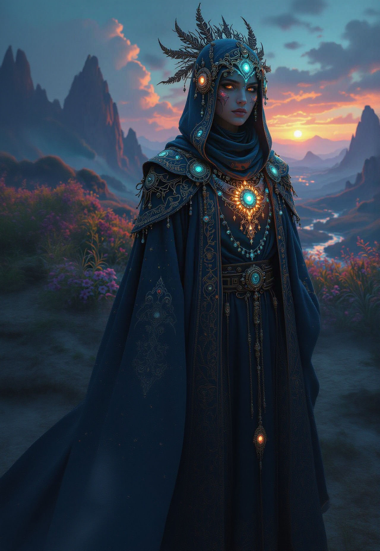 Mystical Being in Dreamlike Landscape as Digital Art