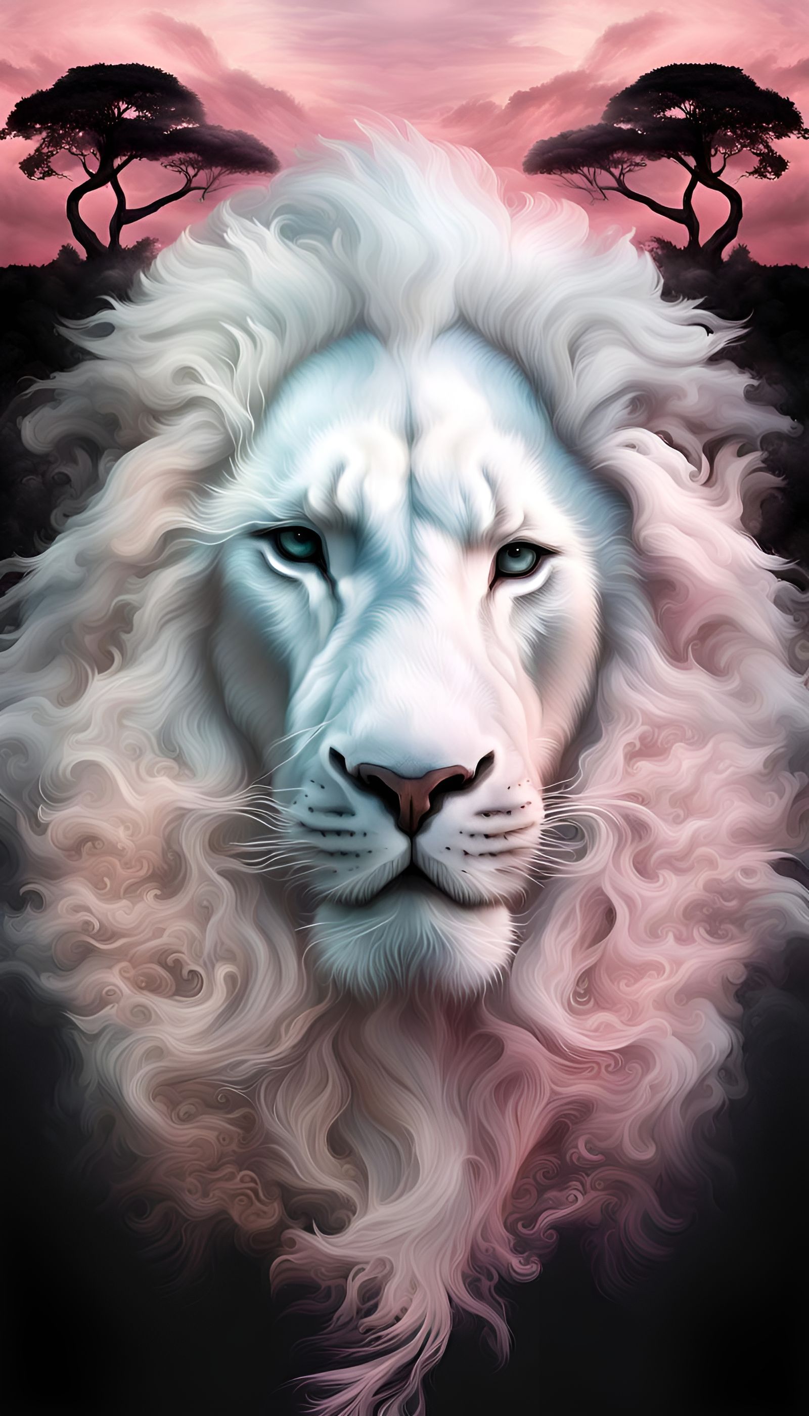 Cloud Lion Double Exposure Savanna Portrait