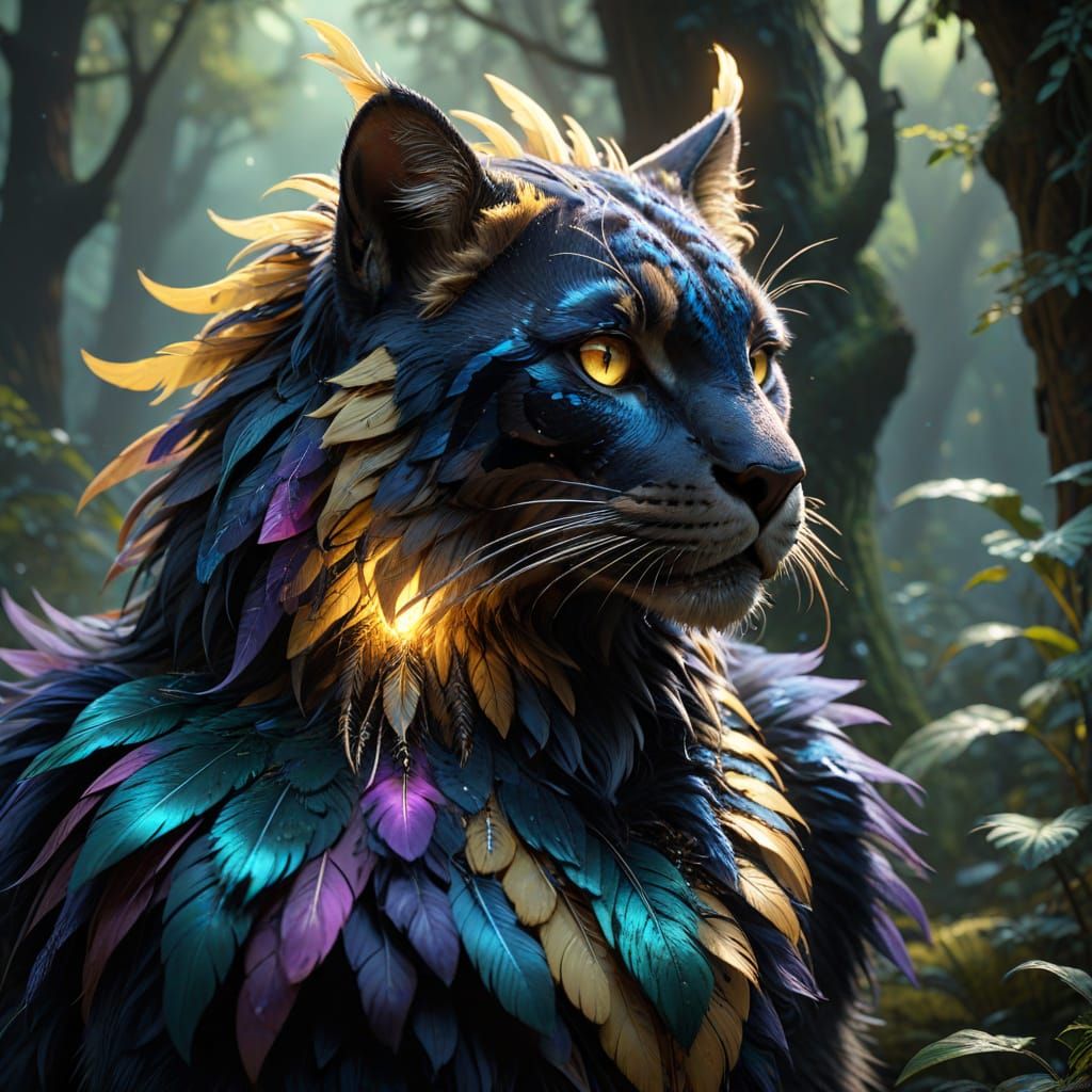 Majestic Panthara Emerges from Mystical Forest in Cyberpunk ...