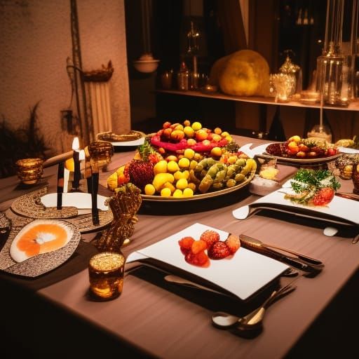 Golden Hour Feast: A Party Table Still Life