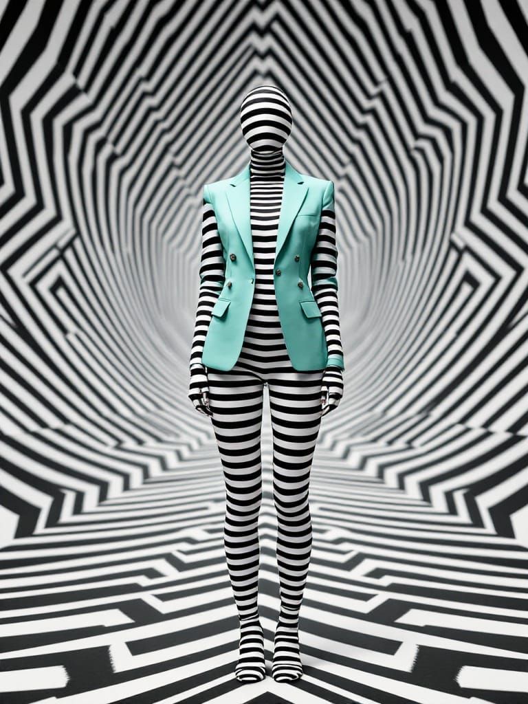 Striped Figure in Symmetrical Patterned Background