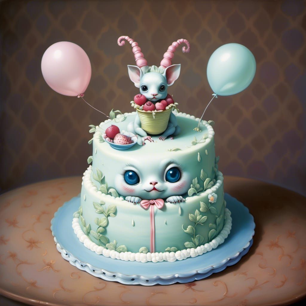 Anthropomorphic Cake Slice at a Birthday Party