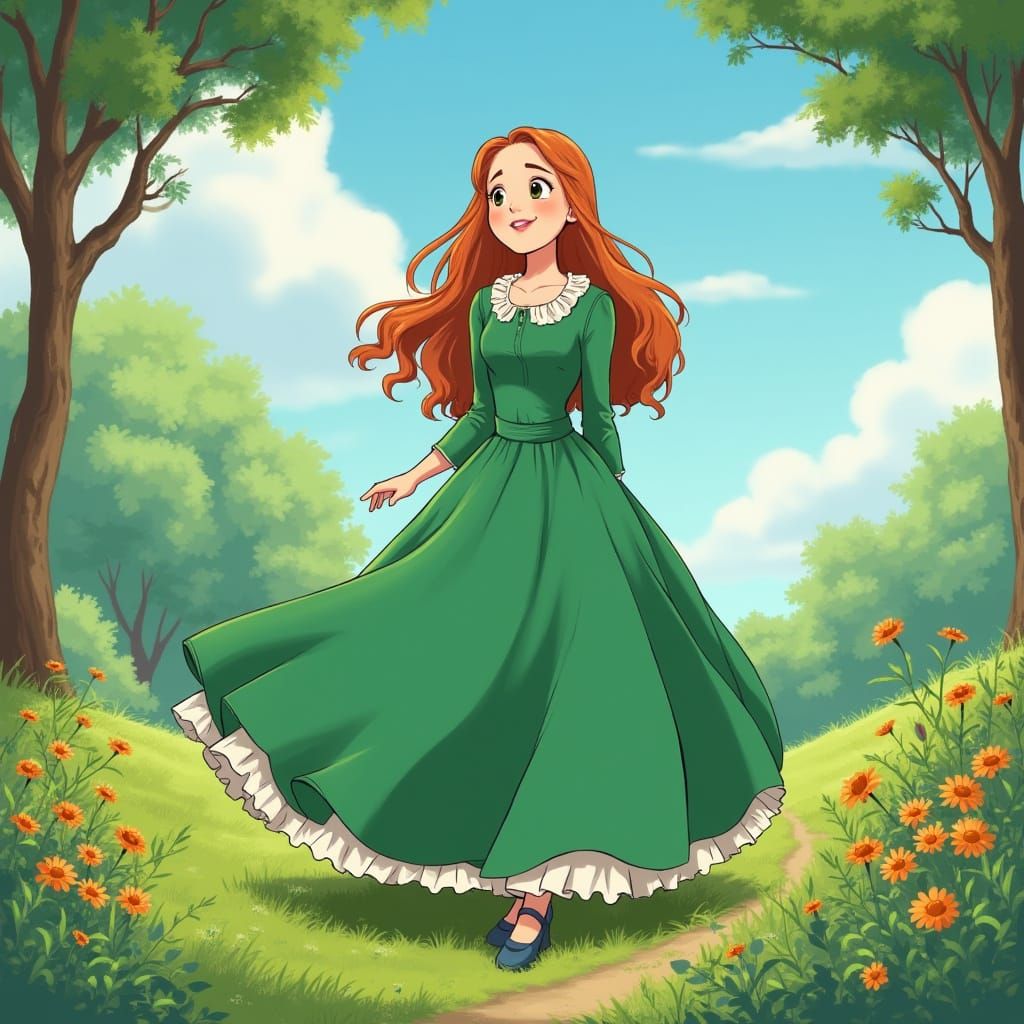 Anne of Green Gables in Anime Style