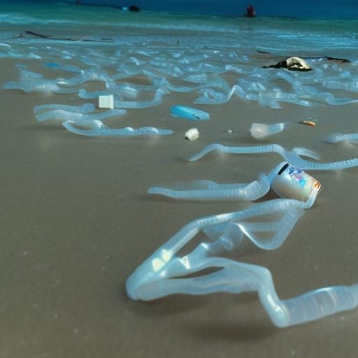 Polluted Paradise: Trash Washed Up on Tropical Beach