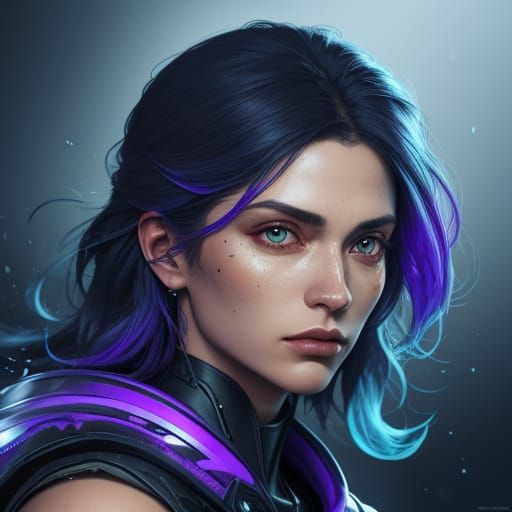 Surreal Hyperrealistic Portrait in a Vibrant Splash Art Styl...