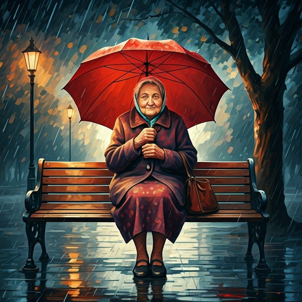 Old Lady in the Rain