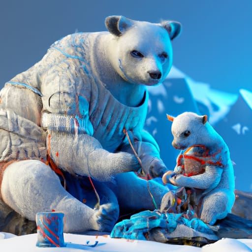 Polar Bear Knits Jumper: Detailed Matte Painting