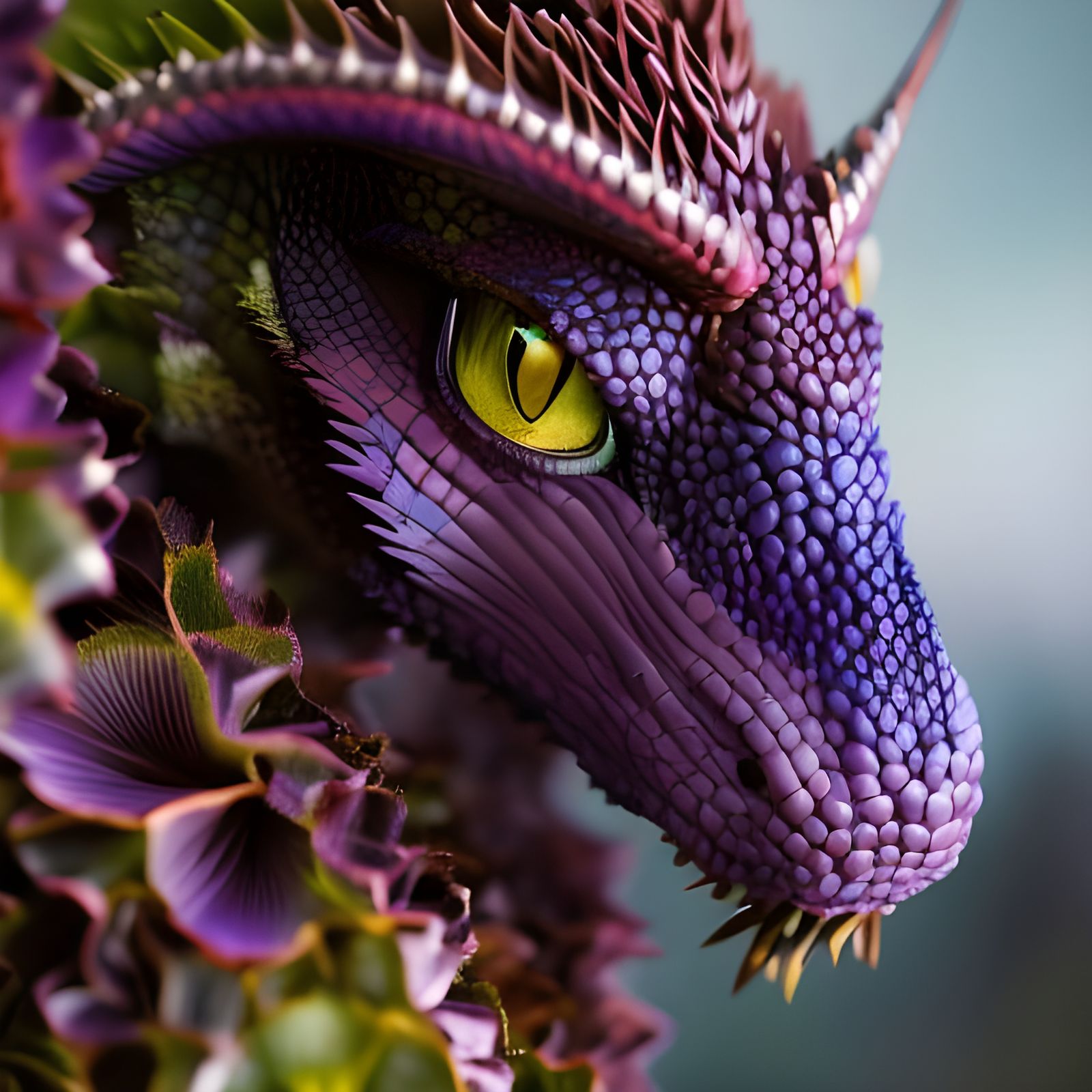 Cute Purple Dragon Fantasycore Artwork in 8K