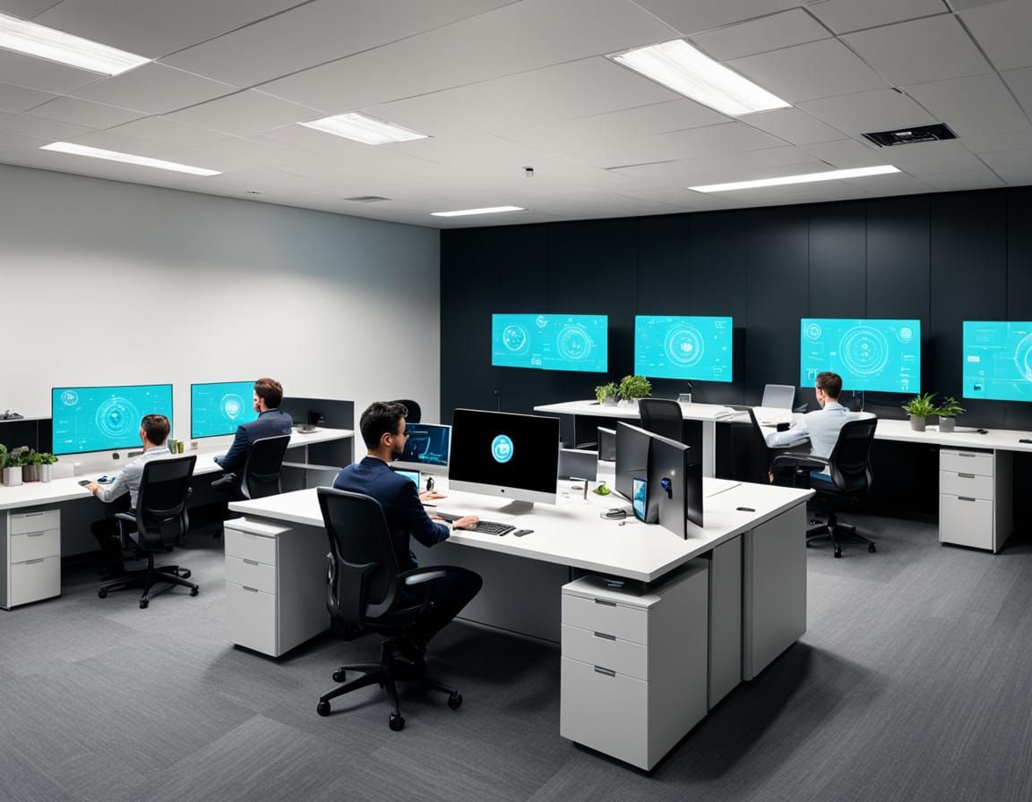 Future of Work Office in Cyberpunk Style