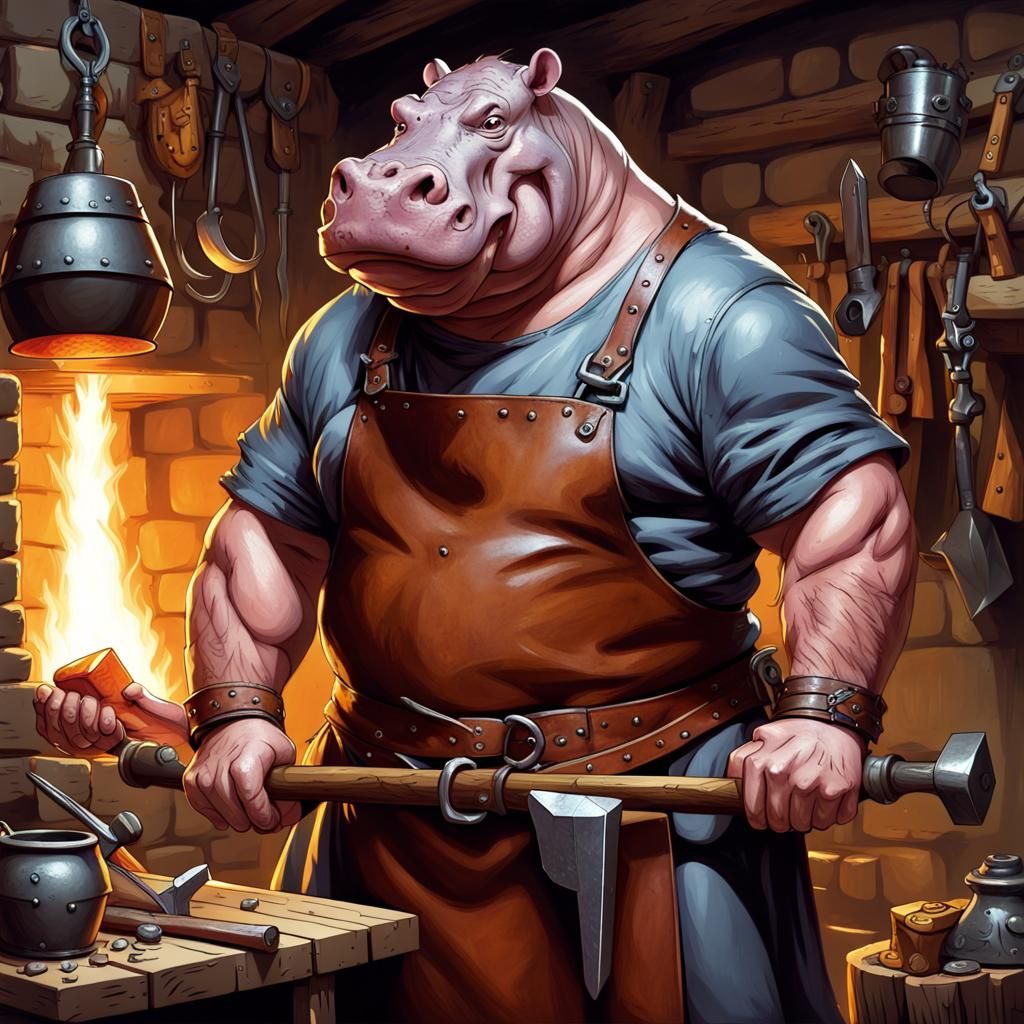 D&D Giff Blacksmith with Hammer