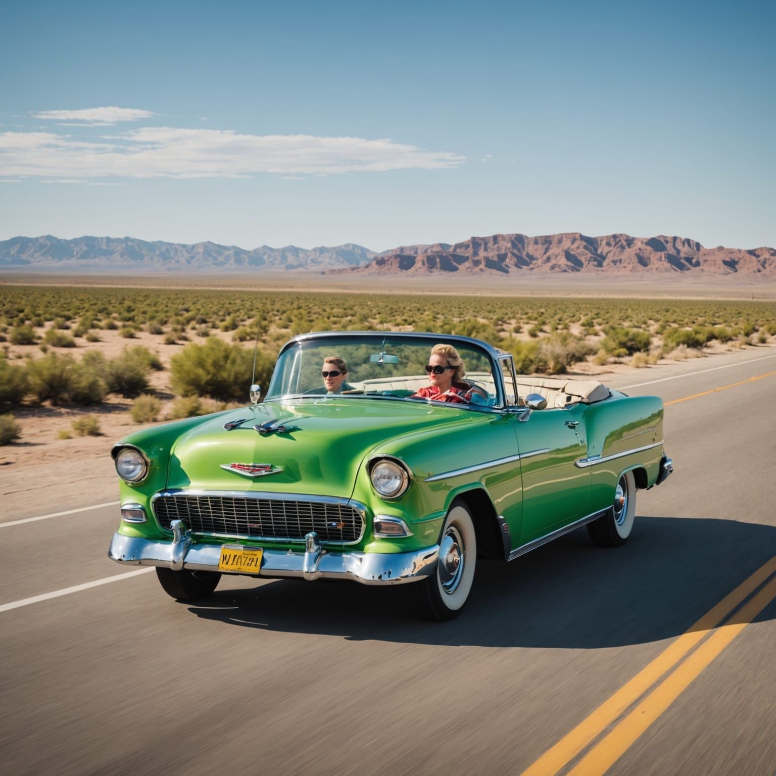 1955 Chevy Bel Air lime green covertable