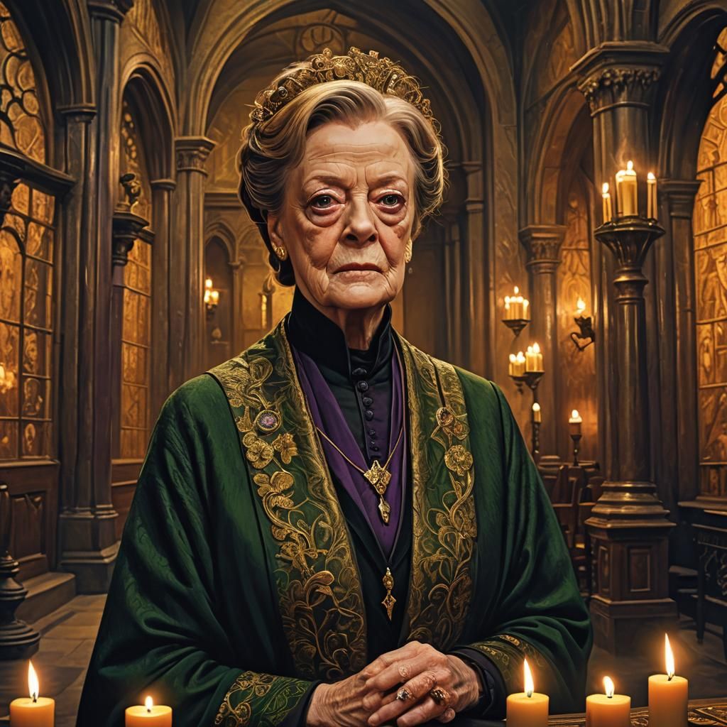 Minerva McGonagall Portrait in Hogwarts, Fantasy Concept Art