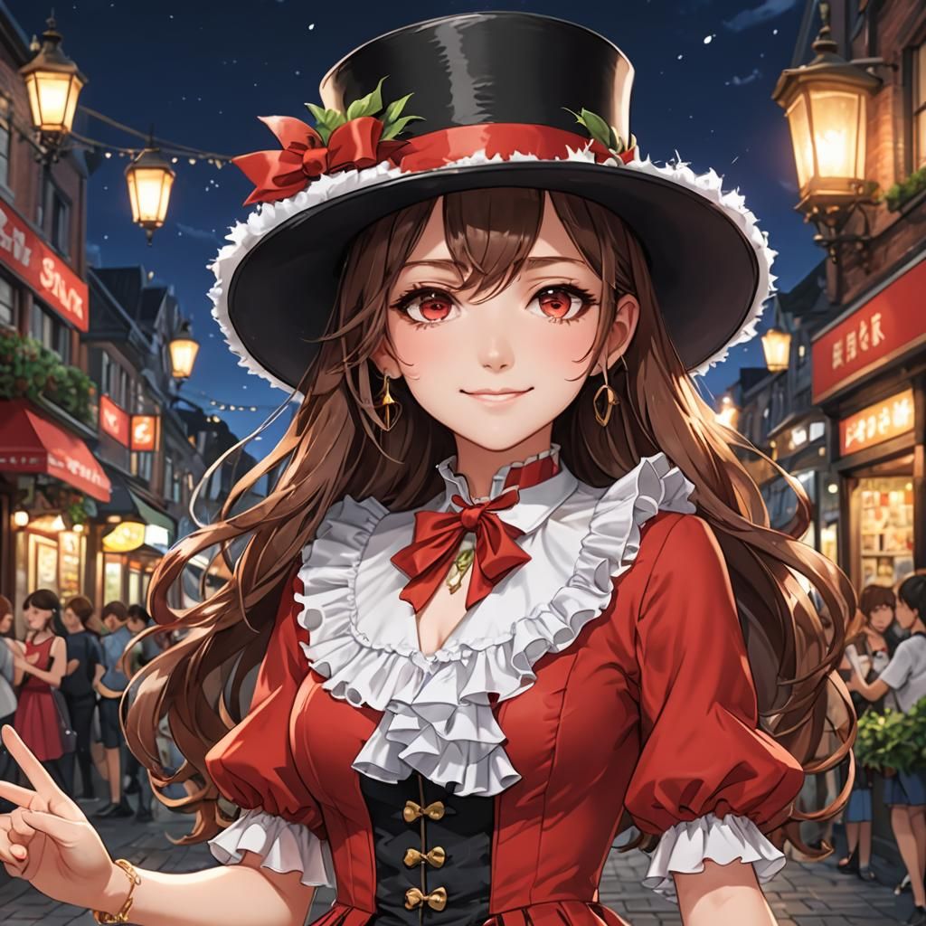 Woman in Red Dress: Character Portrait in Salt Style