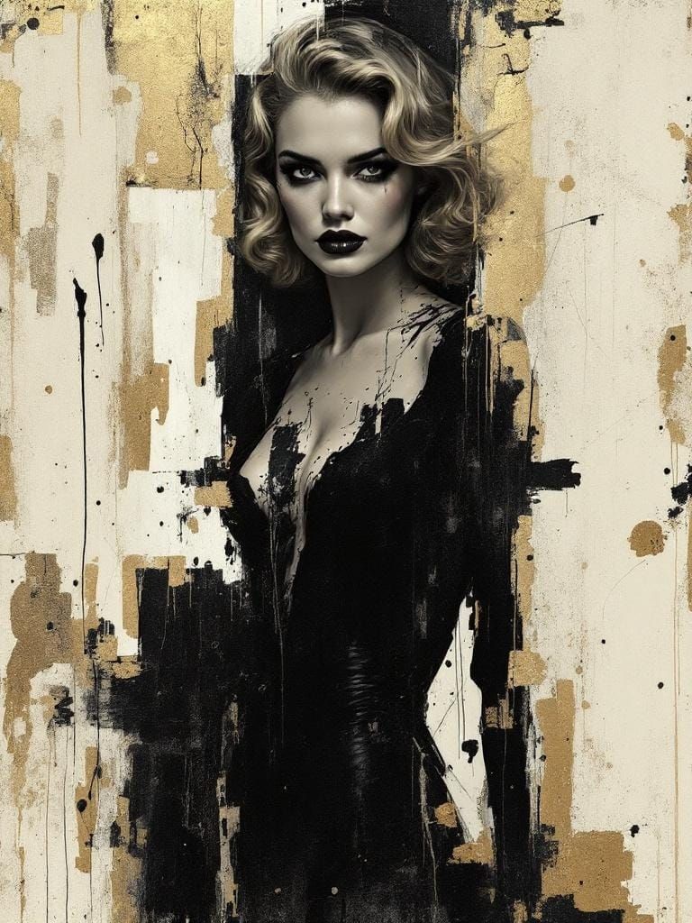 1950s Pin-Up in Film Noir with Abstract Expressionism