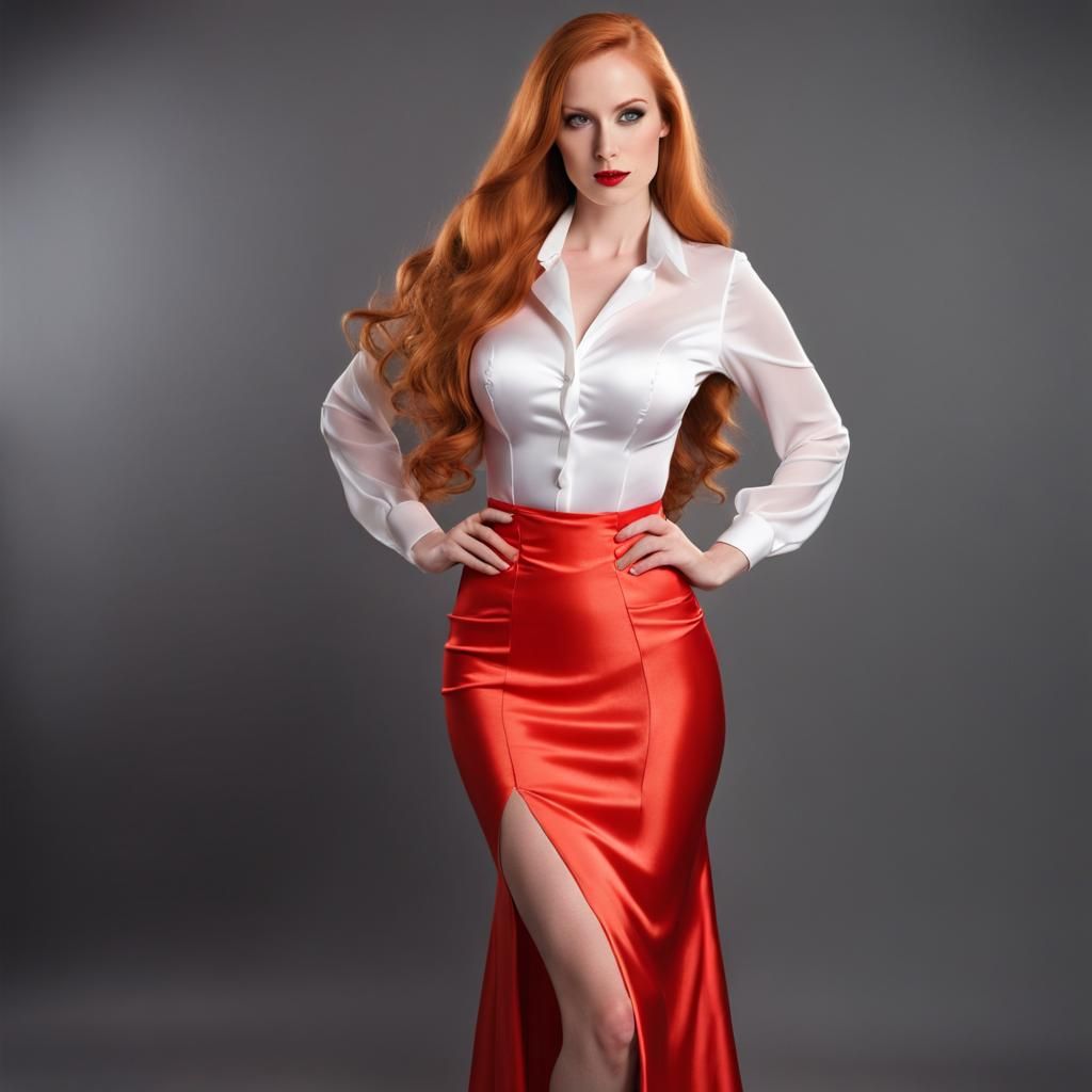 Beautiful Ginger-Haired Professor in Revealing Gown