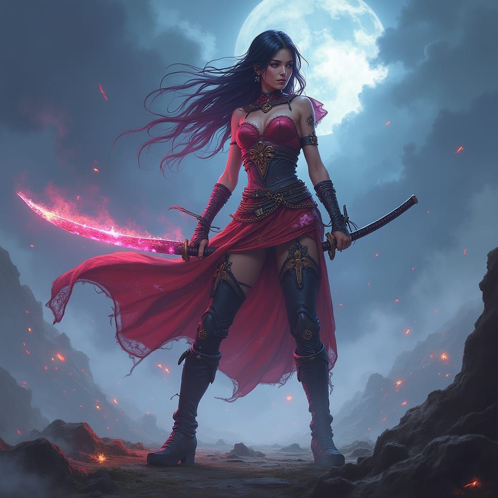 Piper McLean Warrior in Floral Armor on Stormy Battlefield