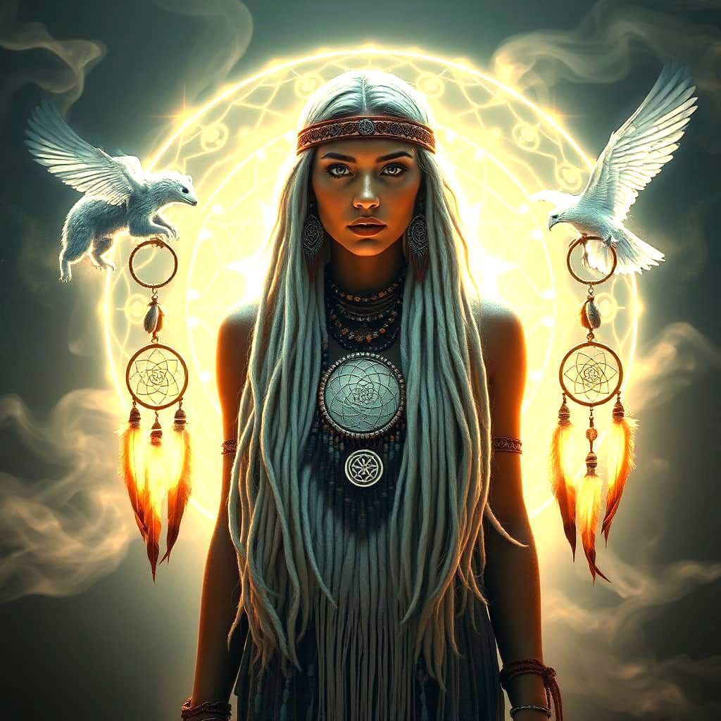 Bioluminescent Dream Shaman in Maximalist Digital Art